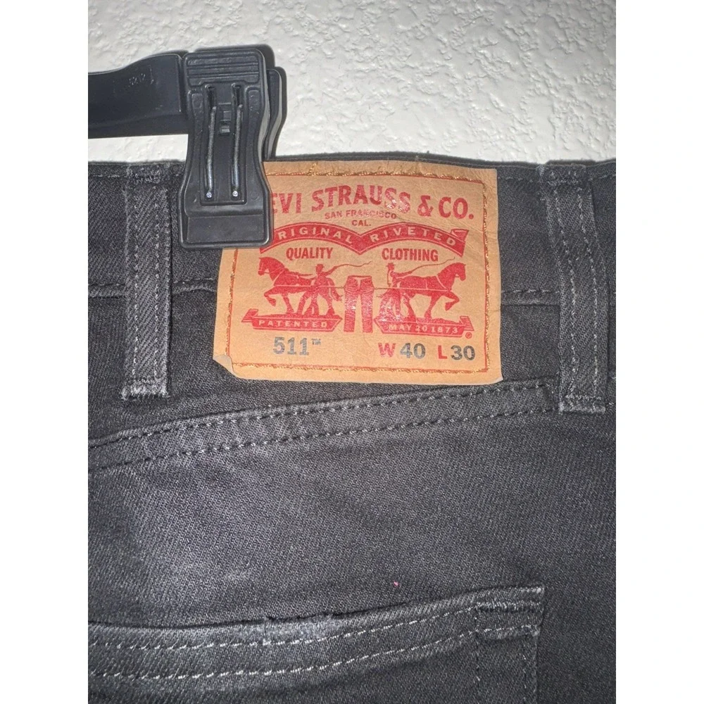 Levis 511 Slim Fit Distressed Black Jeans Mens 40x30 Ripped Denim